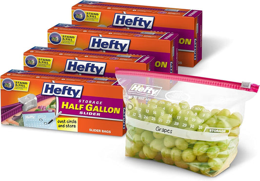 Hefty Slider Storage Calendar Bags, Half-Gallon Size, 128 Count