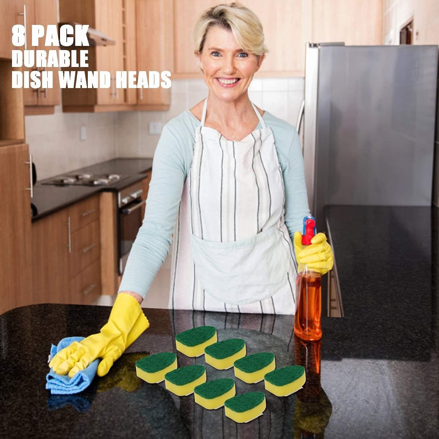 Dish Wand Refills 8Packs,Sponge Replacement Heads,Dish Wand Sponge Refill for Kitchen Cleaning