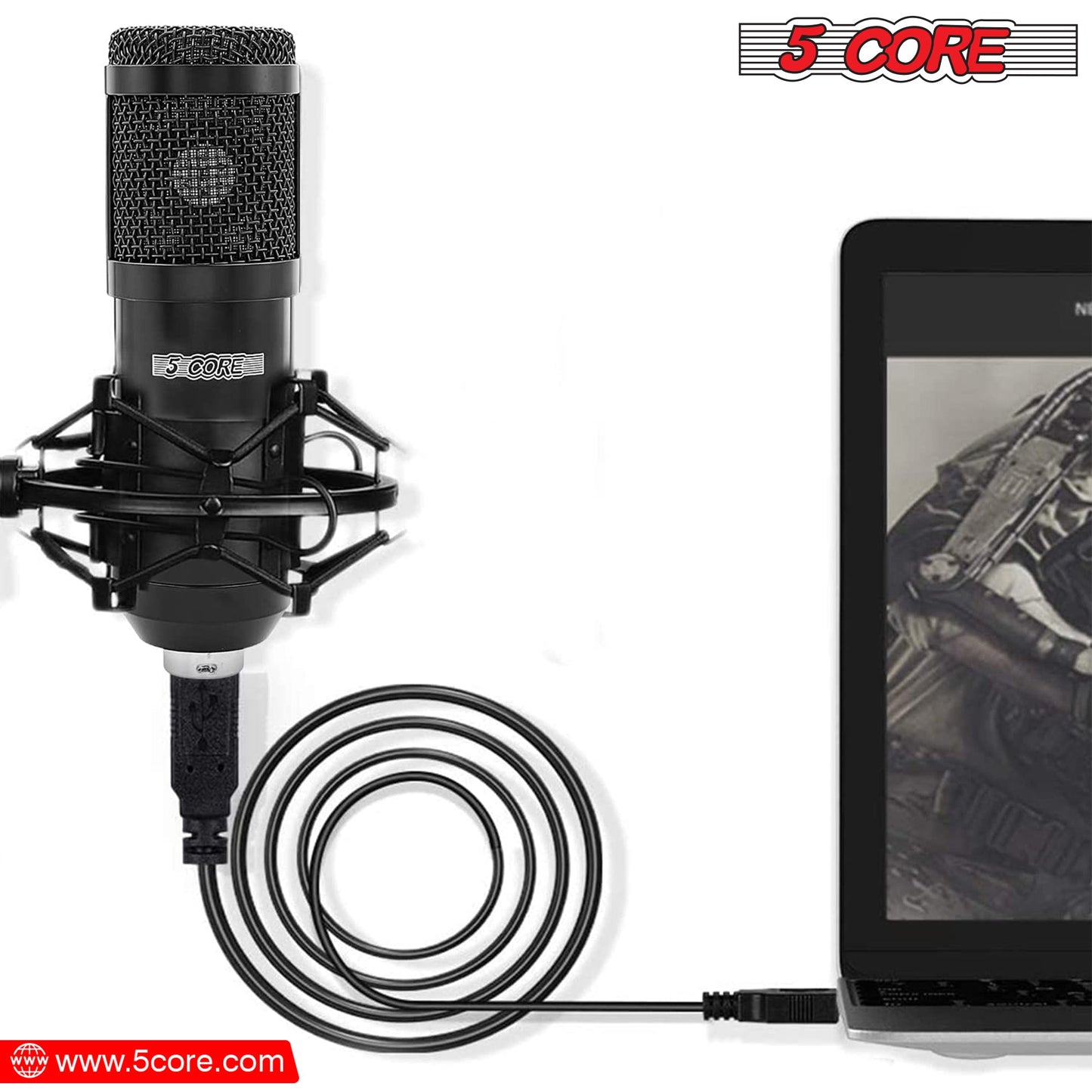 5Core Recording Microphone Podcast Bundle Professional Condenser