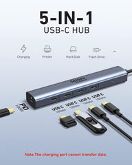 10Gbps USB C Hub, 5 Ports USB C Splitter with 100W Power Delivery, USB C to USB C Hub Multiport Adapter for Laptop, USBC Hub for Macbook Pro/Air M2 M1, Ipad, Dell, HP, Samsung,Etc - Camel Supplies