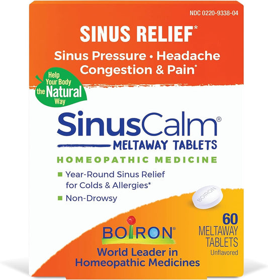 Boiron Sinuscalm Tablets for Sinus Pain Relief, Runny Nose, Congestion, Sinus Pressure, Headache - 60 Count