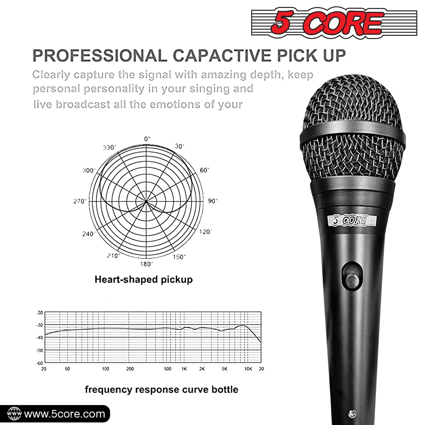 5Core XLR Microphone Dynamic Mic Karaoke Singing Studio Microfono