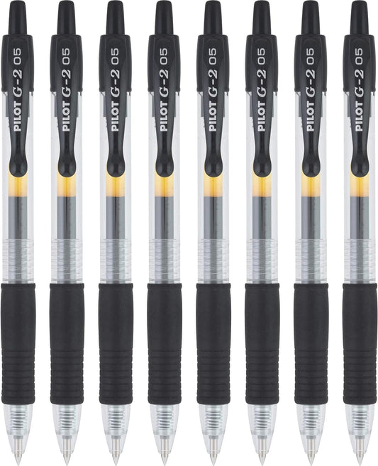 Pilot, G2 Premium Gel Roller Pens, Extra Fine Point 0.5 Mm, Pack of 8, Black