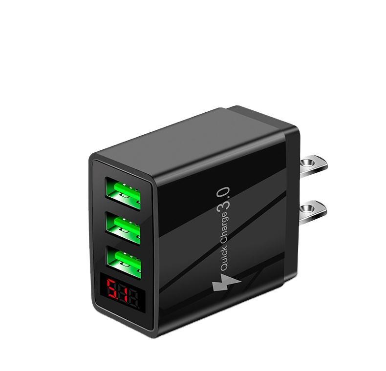 3-Port USB Quick Wall Charger with LED Voltage Display - Safe & Fast