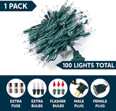 Joiedomi Clear Christmas Lights Outdoor, 100 Count 21.5FT Christmas Tree Lights Indoor, Warm White String Lights, Green Wire Xmas Lights Decorations for Holiday Event Wedding Party Decor