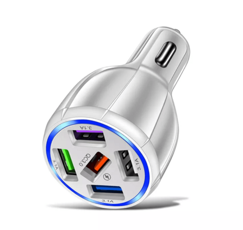 2 Pack 5 Port USB Fast Car Charger with LED Display Charge 5 Devices