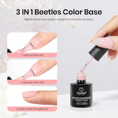 Beetles Color Base Gel Nail Polish, 6 Colors Nude Gel Polish Pink Nail Polish Peach Pink Nail Polish Neutral Sheer Colors Strengthener Soak off Nail Art Manicure DIY at Home Gift for Women