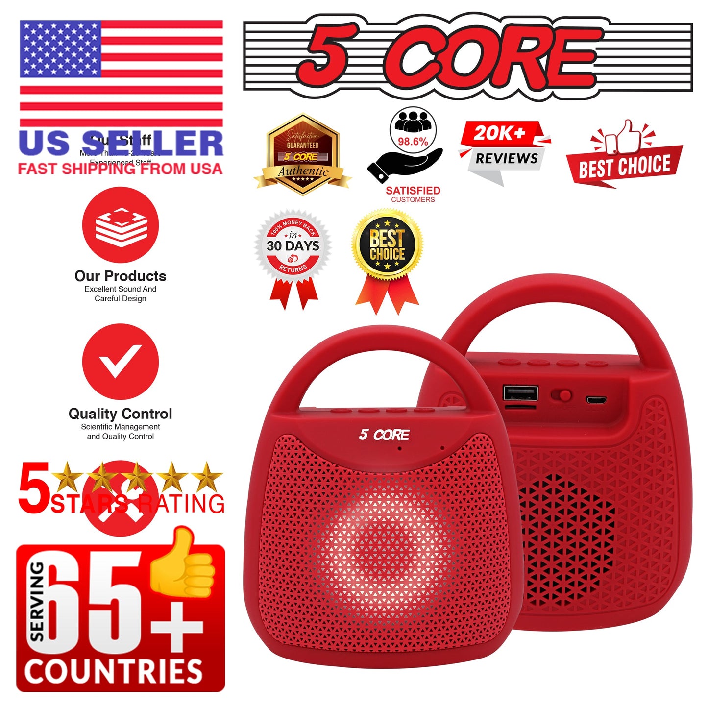 5Core Outdoor Bluetooth Speaker Wireless Portable Waterproof for Patio