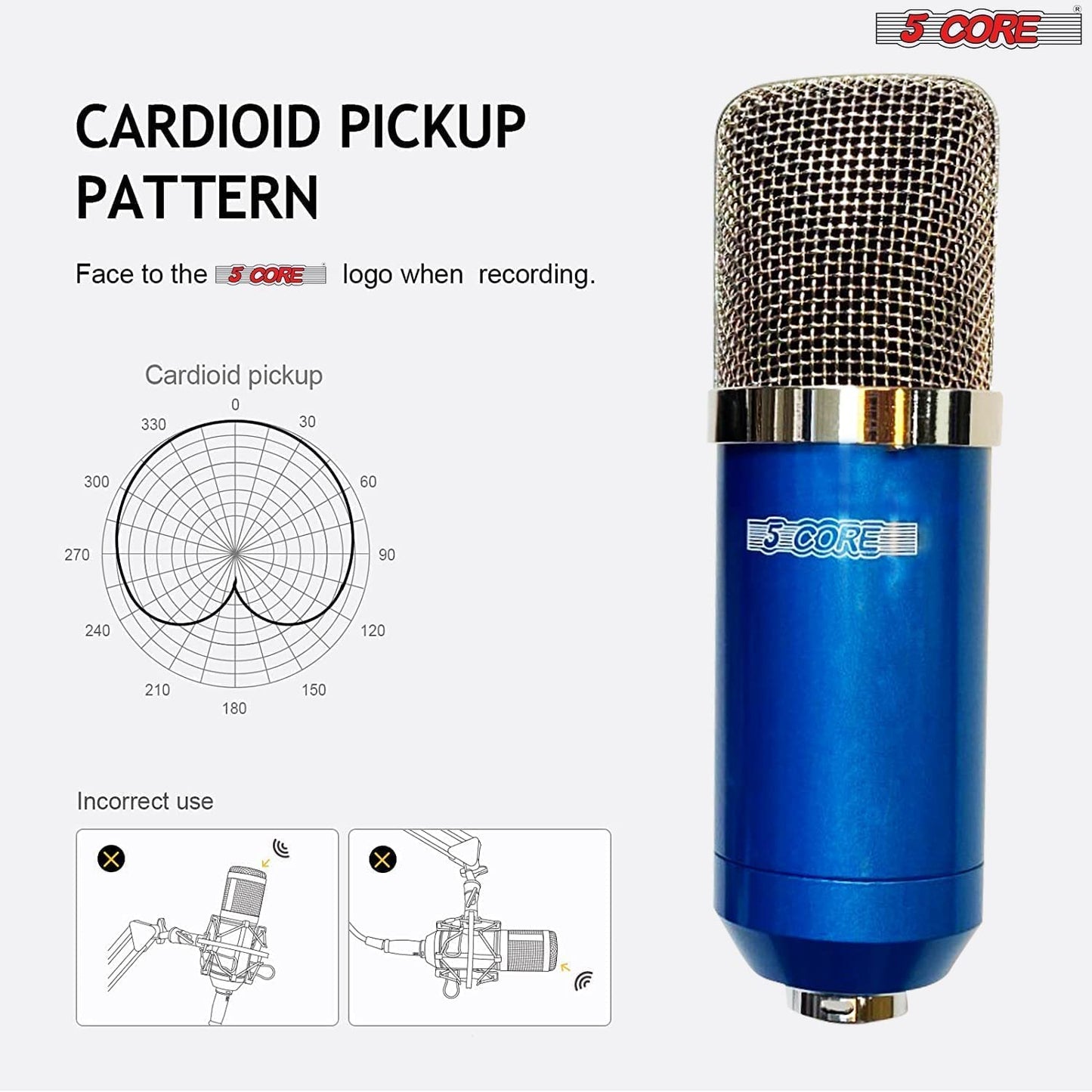 5Core Recording Microphone Podcast Bundle Professional Condenser