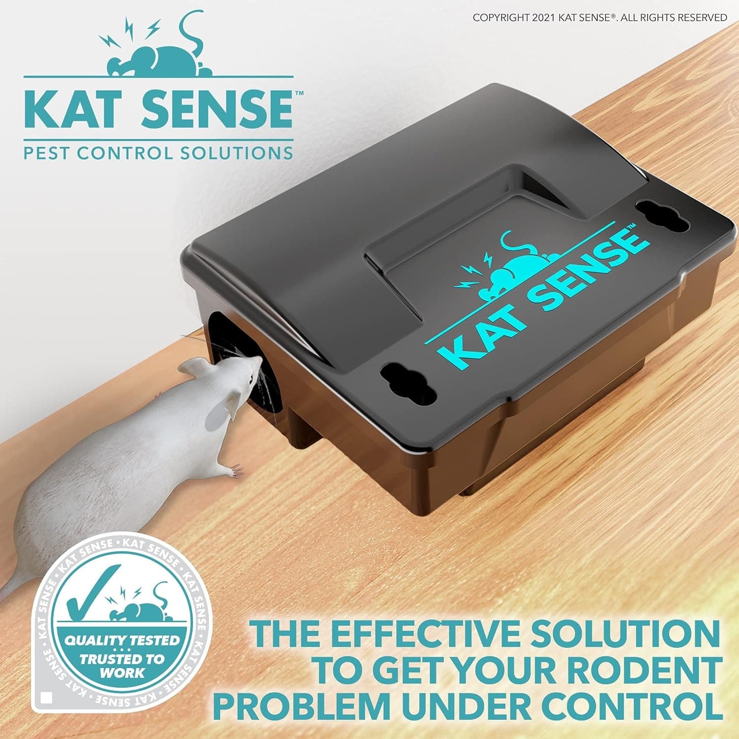 Kat Sense Rat Bait Station Traps, Reusable Humane Rodent Box against Mice Chipmunks N Squirrels That Work, Smart Tamper Proof Cage House to Secure Bait Block and Pellets, Mouse Bait Station Outdoor