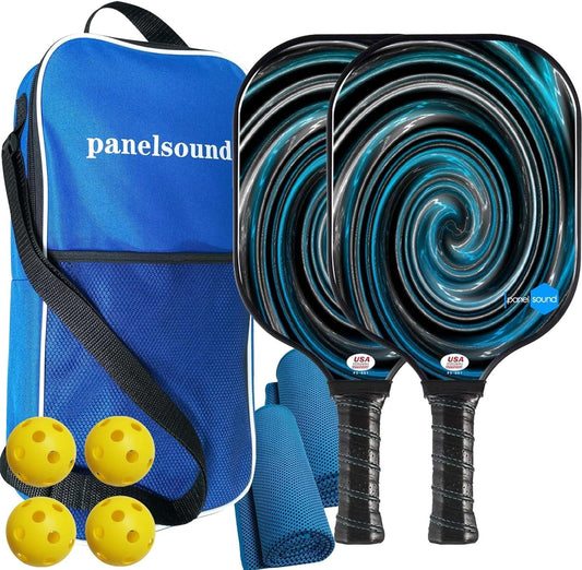 Pickleball Paddles, USAPA Approved Graphite Carbon Fiber/Fiberglass Pickleball Set of 2, Lightweight Pickleball Rackets Set with 1 Carrying Case, 2 Cooling Towels & 4 Balls