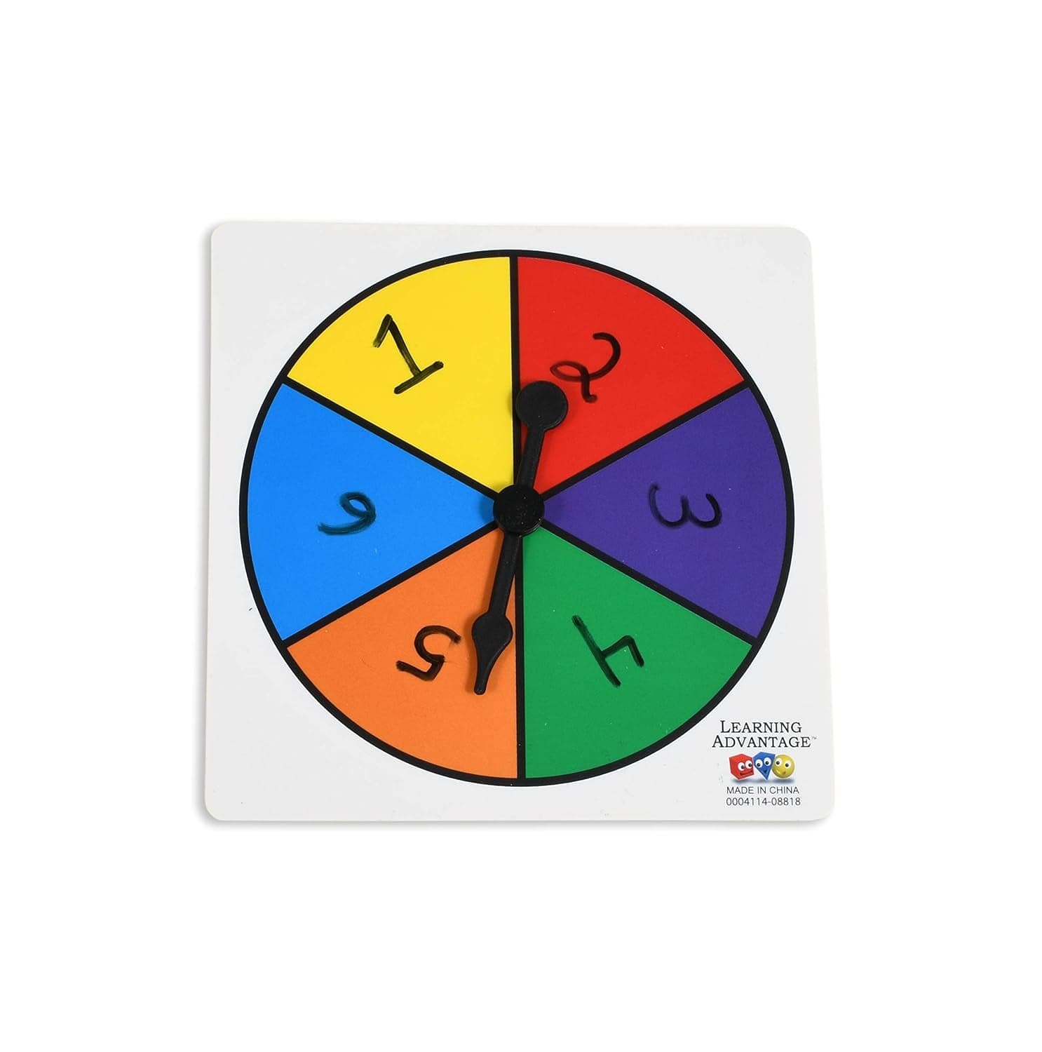 LEARNING ADVANTAGE Six-Color Spinners - Set of 5 - Game Spinner – Write On/Wipe off Surface for Multiple Uses