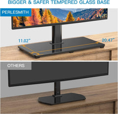 PERLESMITH Universal TV Stand Table Top TV Base for 32-80 Inch LCD LED OLED 4K Flat Screen Tvs-Height Adjustable TV Mount Stand with Tempered Glass Base, VESA 600X400Mm, Holds up to 99Lbs,Pstvs11