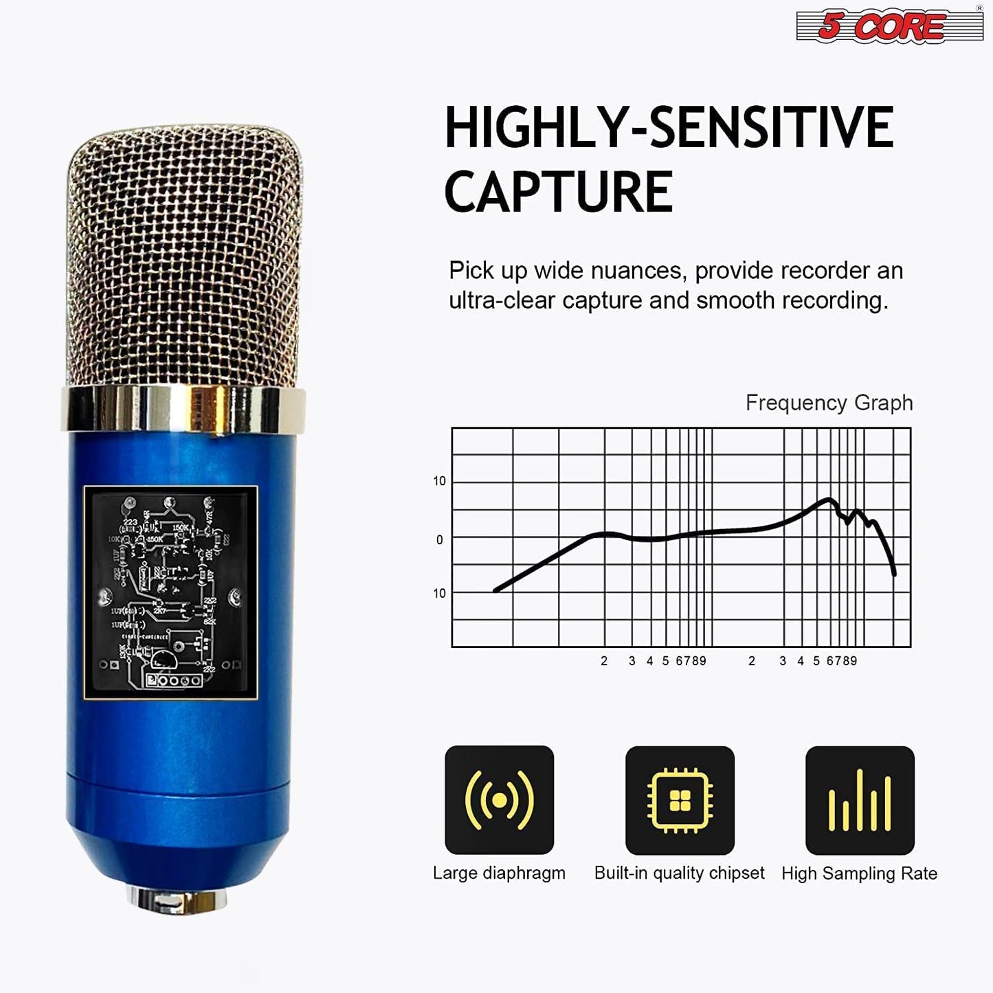 5Core Recording Microphone Podcast Bundle Professional Condenser