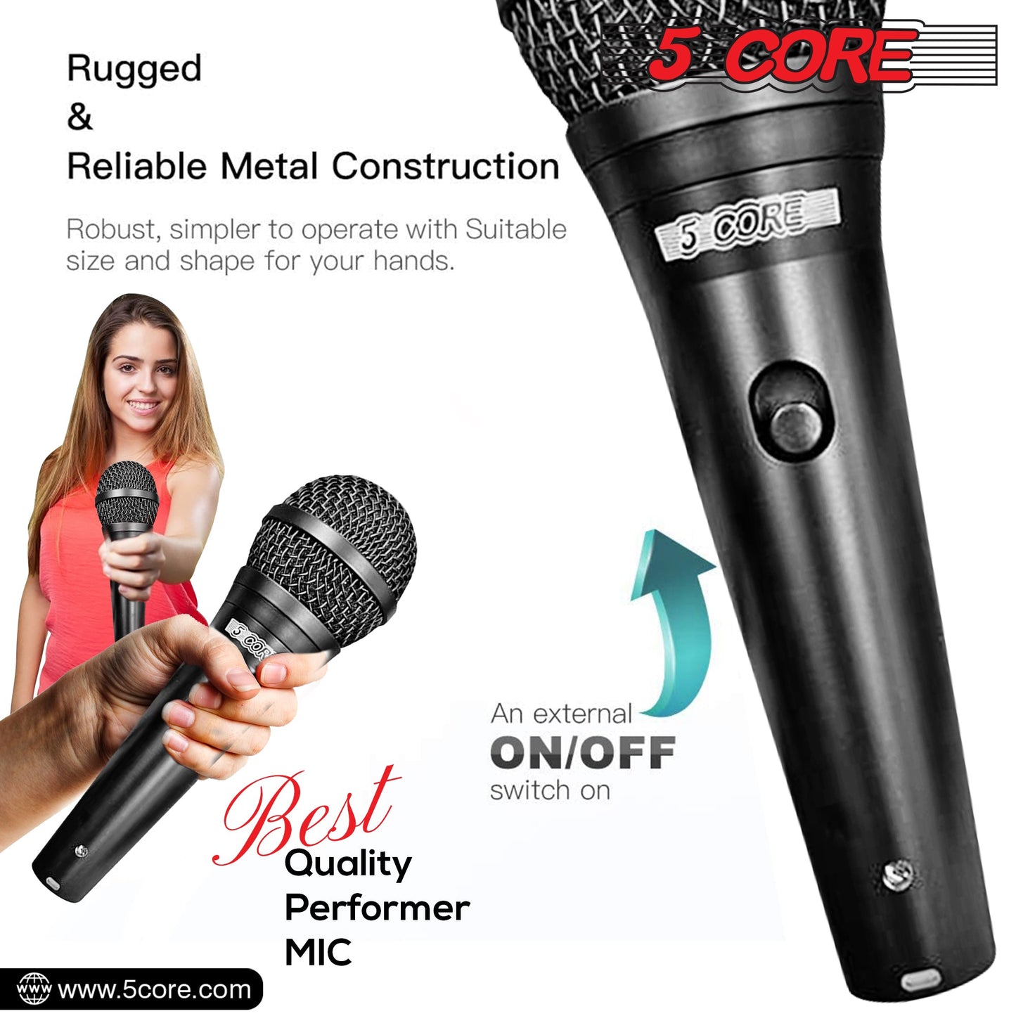 5Core XLR Microphone Dynamic Mic Karaoke Singing Studio Microfono