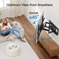 Pipishell Full Motion TV Wall Mount for Most 37-75 Inch Tvs up to 132Lbs, Wall Mount TV Bracket Articulating Swivel Tilt Extension Leveling Max VESA 600X400Mm Fits 12/16" Wood Stud, PILFK1