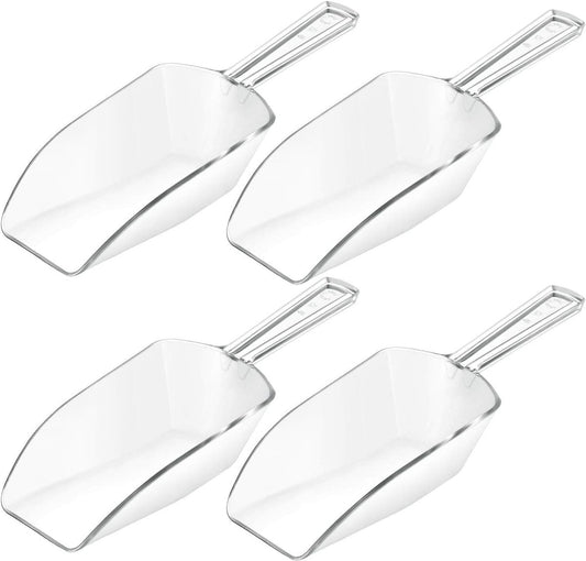 4 Pieces Multi - Purpose Kitchen Scoops Ice Scoop Bath Scoops, Clear Food Candy Sugar Scoop for Kitchen Bar Party Wedding (7.5 Inch Long) - Camel Supplies