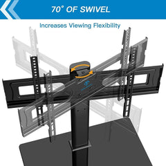 PERLESMITH Swivel Universal TV Stand Mount for 32-80 Inch LCD OLED Flat/Curved Screen Tvs up to 99Lbs-Height Adjustable Table Top TV Stand/Base with Tempered Glass Base&Wire Management,Vesa 600X400Mm