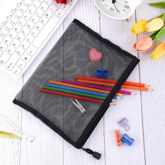 Outus 15 Pieces Mesh Bags Black Mesh Zipper Pouch Makeup Bags Cosmetic Travel Organizer Bags Pencil Case (Black, 9.5 X 7.1 Inches)