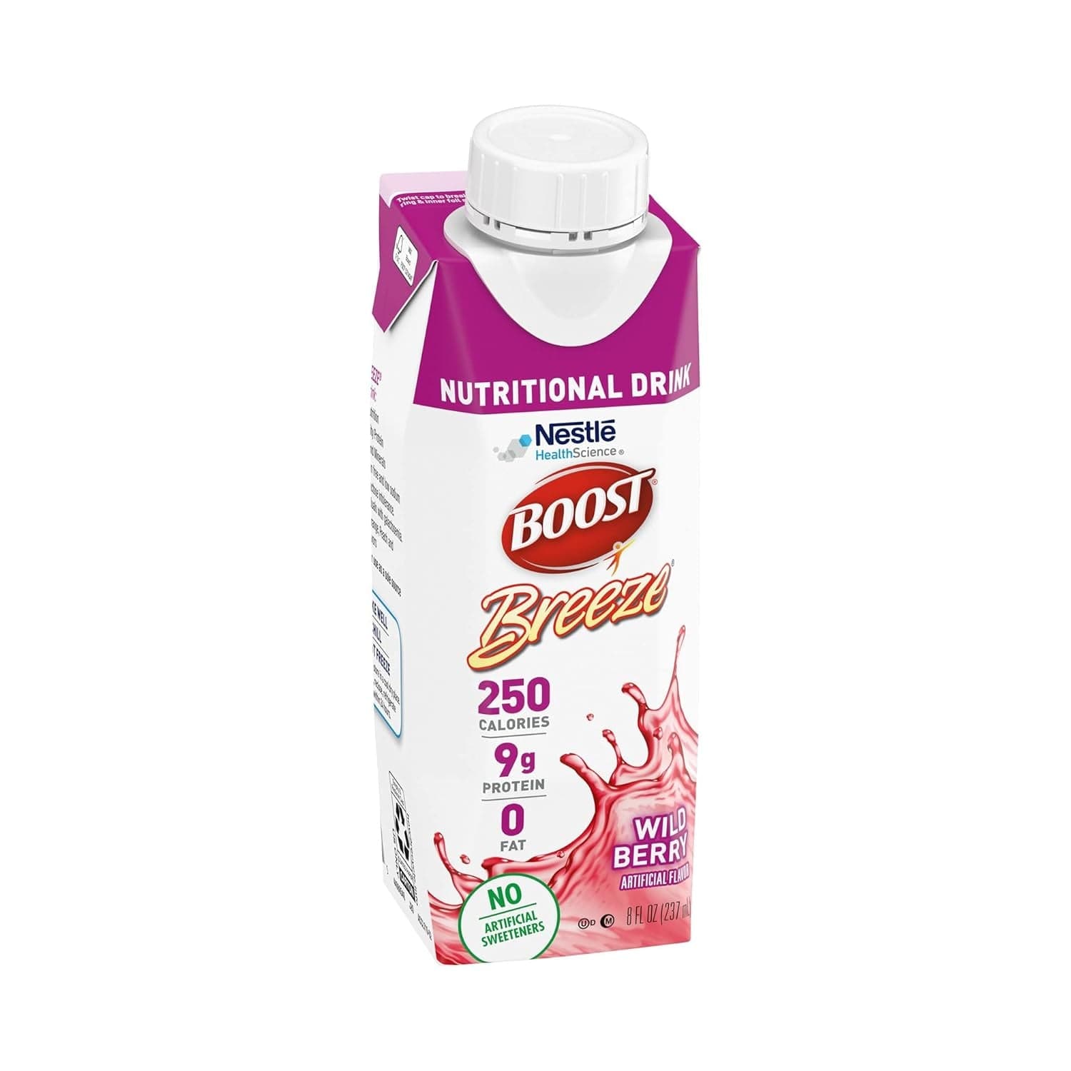 BOOST Breeze Clear Nutritional Drink, 9G Protein, 250 Nutrient-Rich Calories, Wild Berry, 8 Fl Oz (Pack of 24)