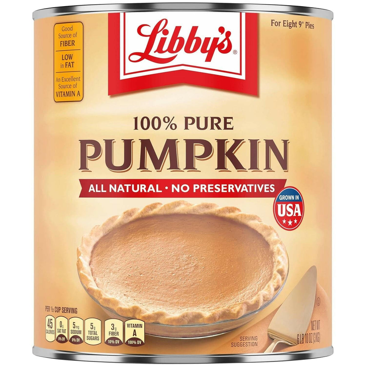 Libby'S Pumpkin Pie, Thanksgiving and Holiday Desserts, Pumpkin Pie Filling, 100% Pure Pumpkin, 6 Lb 10 Oz Can Bulk