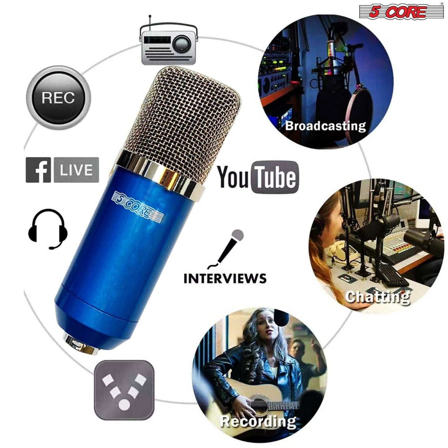 5Core Recording Microphone Podcast Bundle Professional Condenser