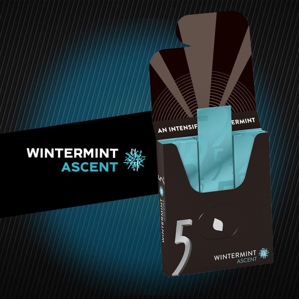 5 GUM Wintergreen Ascent Sugar Free Chewing Gum Bulk, 15 Stick Box (Pack of 10) - Camel Supplies