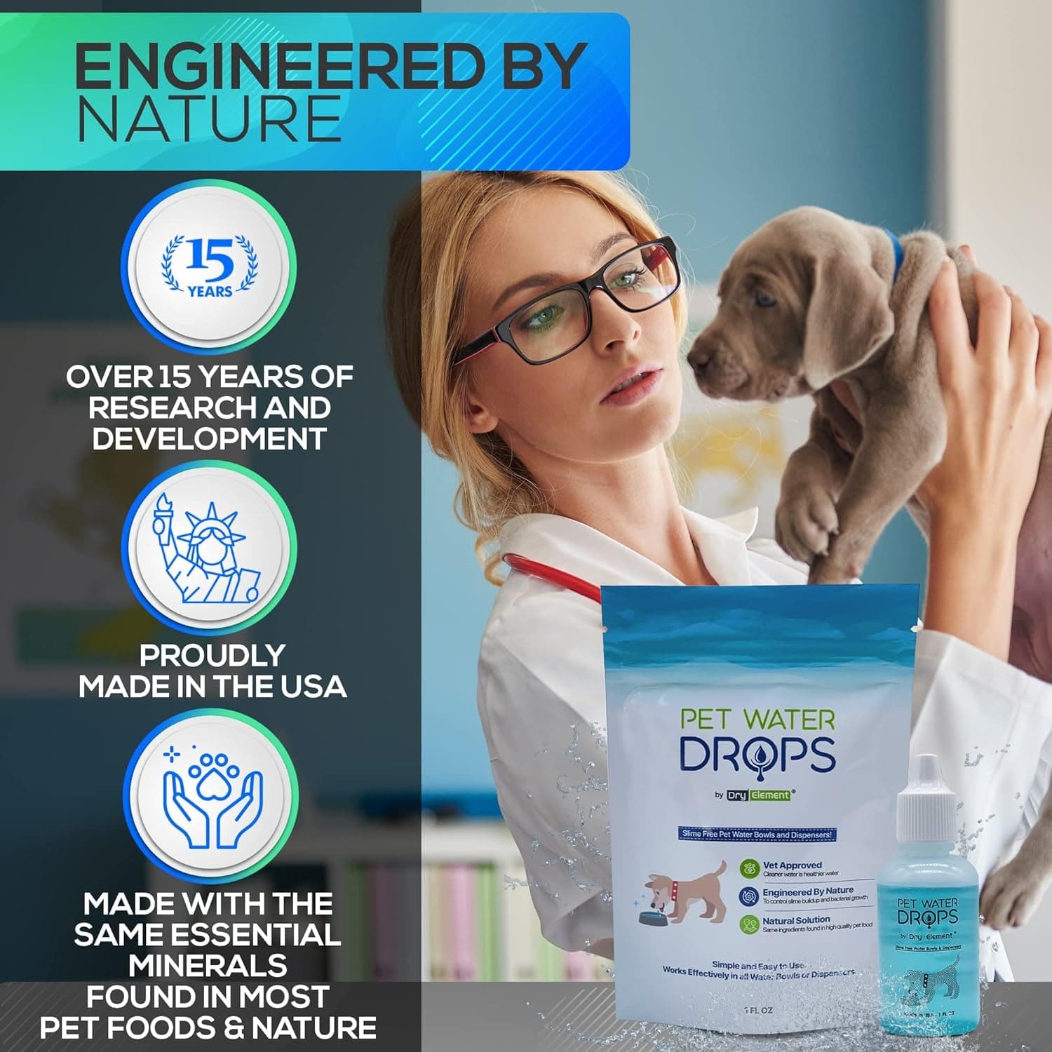 Pet Water Drops - Dog and Cat Water Additive for Dental and Oral Care - Prevents Pets Water Bowl and Dispenser Fountain Slime - for Fresh Breath and Cleaner, Healthy Teeth