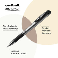 Uniball Signo 207 Impact Stick Gel Pen Refill, 2 Black Pen Refills, 1.0Mm Bold Point Gel Pens| Office Supplies by Uni-Ball like Ink Pens, Colored Pens, Fine Point, Smooth Writing Pens, Ballpoint Pens