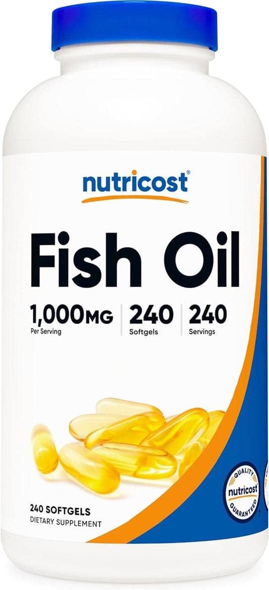 Nutricost Fish Oil Omega 3 Softgels with EPA & DHA (1000Mg of Fish Oil, 560Mg of Omega-3), 240 Softgels, Non-Gmo, Gluten Free.