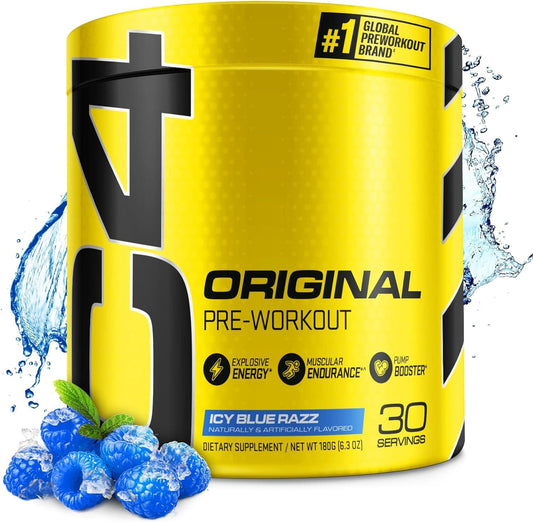 Cellucor C4 Original Pre Workout Powder ICY Blue Razz - Vitamin C for Immune Support - Sugar Free Preworkout Energy for Men & Women - 150Mg Caffeine plus Beta Alanine plus Creatine - 30 Servings