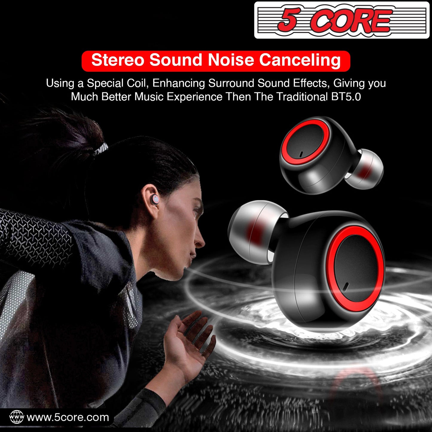 5 Core Wireless Ear Buds Mini Bluetooth Earbud Noise Cancelling