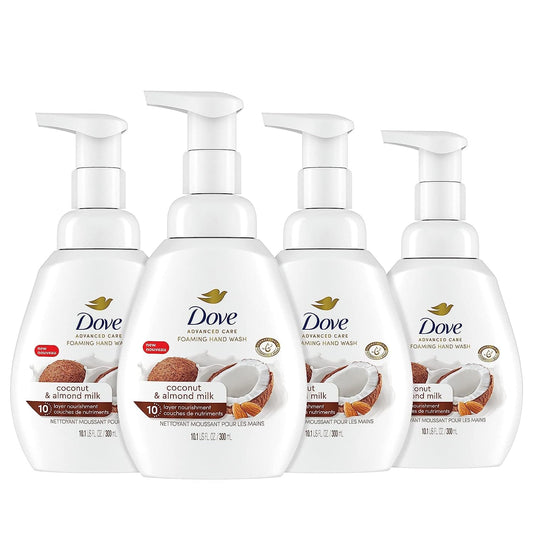 Dove Foaming Hand Wash Coconut & Almond Milk Pack of 4 Protects Skin from Dryness, More Moisturizers than the Leading Ordinary Hand Soap, 10.1 Oz