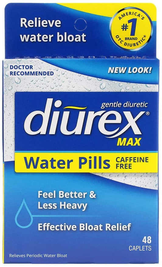 Diurex Max - Maximum Strength Caffeine-Free Diuretic Water Pills - Feel Better and Less Heavy , 48 Count (Pack of 1)