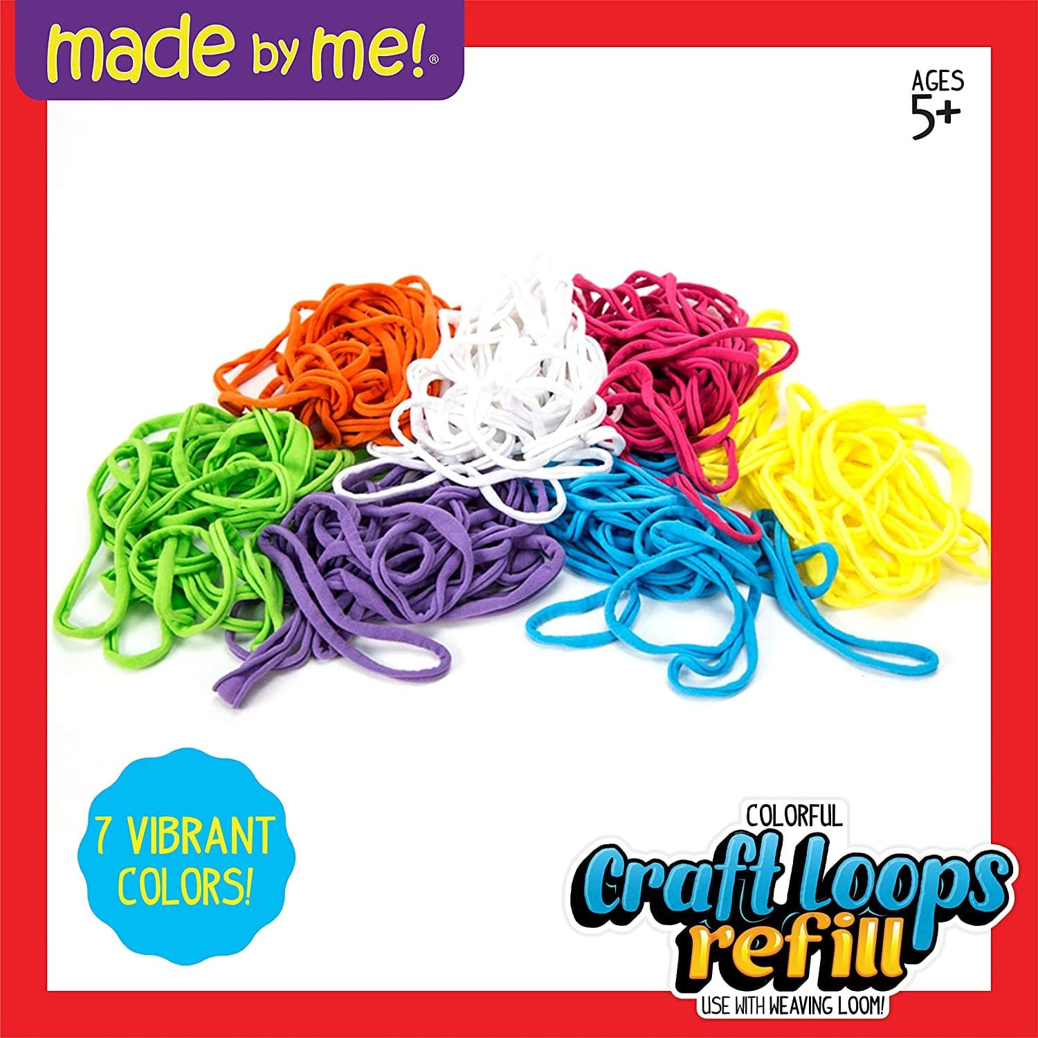 Made by Me Craft Loops Refill, Includes 210 Weaving Loom Loops in 7 Vibrant Colors, Potholder Loops, Loom Refill Loops, DIY Craft Loop Refill Kit, Craft Kits for Kids