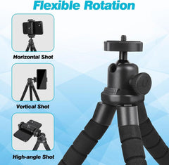 Ubeesize Phone Tripod, Portable and Flexible Tripod with Wireless Remote and Clip, Cell Phone Tripod Stand for Video Recording(Black)