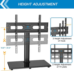 PERLESMITH Swivel Universal TV Stand Mount for 32-80 Inch LCD OLED Flat/Curved Screen Tvs up to 99Lbs-Height Adjustable Table Top TV Stand/Base with Tempered Glass Base&Wire Management,Vesa 600X400Mm