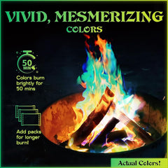 MEKER Fire Color Changing Packets - Fire Pit, Campfires, Outdoor Fireplaces, Bonfire - Magic Colorful Changing Fire - Perfect Fire Camping Accessories for Kids & Adults (12 Pack)