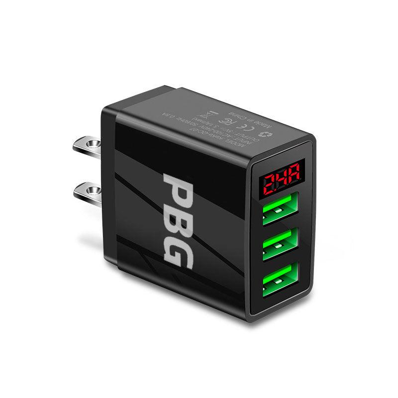 3-Port USB Quick Wall Charger with LED Voltage Display - Safe & Fast