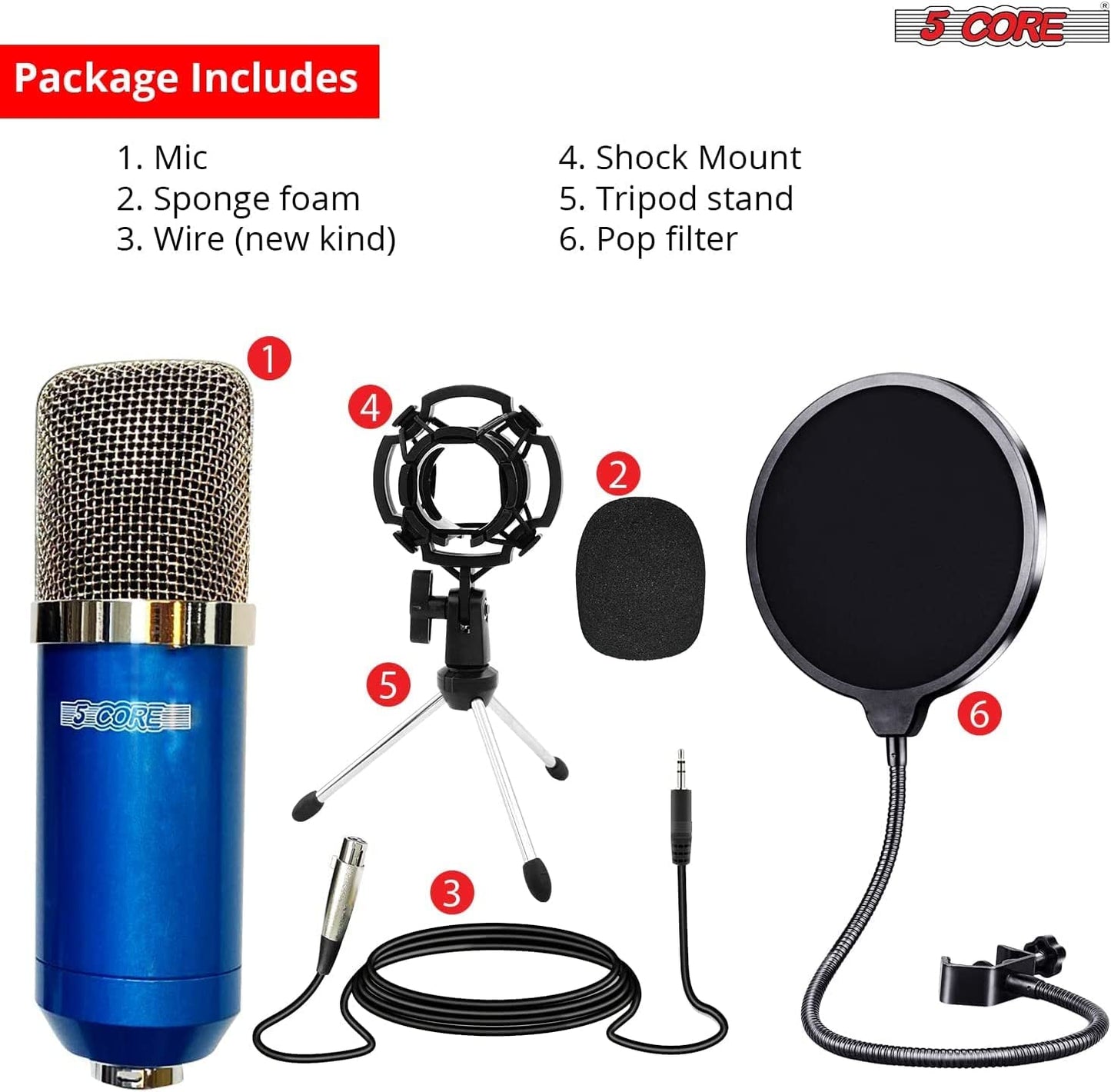 5Core Recording Microphone Podcast Bundle Professional Condenser