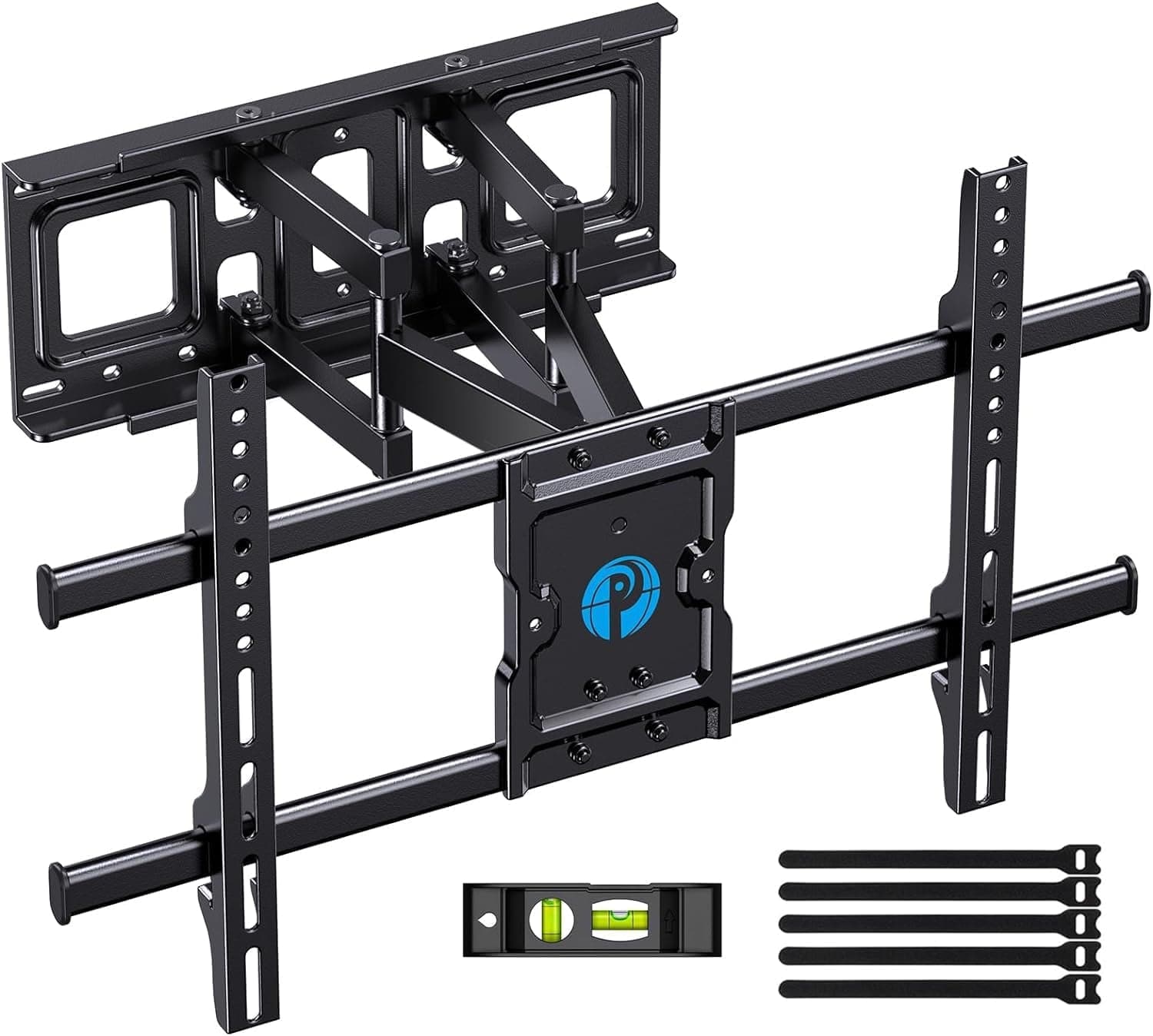 Pipishell Full Motion TV Wall Mount for Most 37-75 Inch Tvs up to 132Lbs, Wall Mount TV Bracket Articulating Swivel Tilt Extension Leveling Max VESA 600X400Mm Fits 12/16" Wood Stud, PILFK1