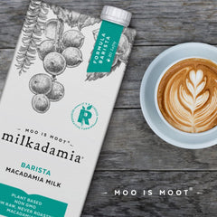 Milkadamia Macadamia Milk - Barista - 32 Fl Oz (Pack of 6) - Lactose Free Milk, Vegan Shelf Stable Milk, Plant Based Non Dairy Milk, Organic Dairy Free Macadamia Nut Milk