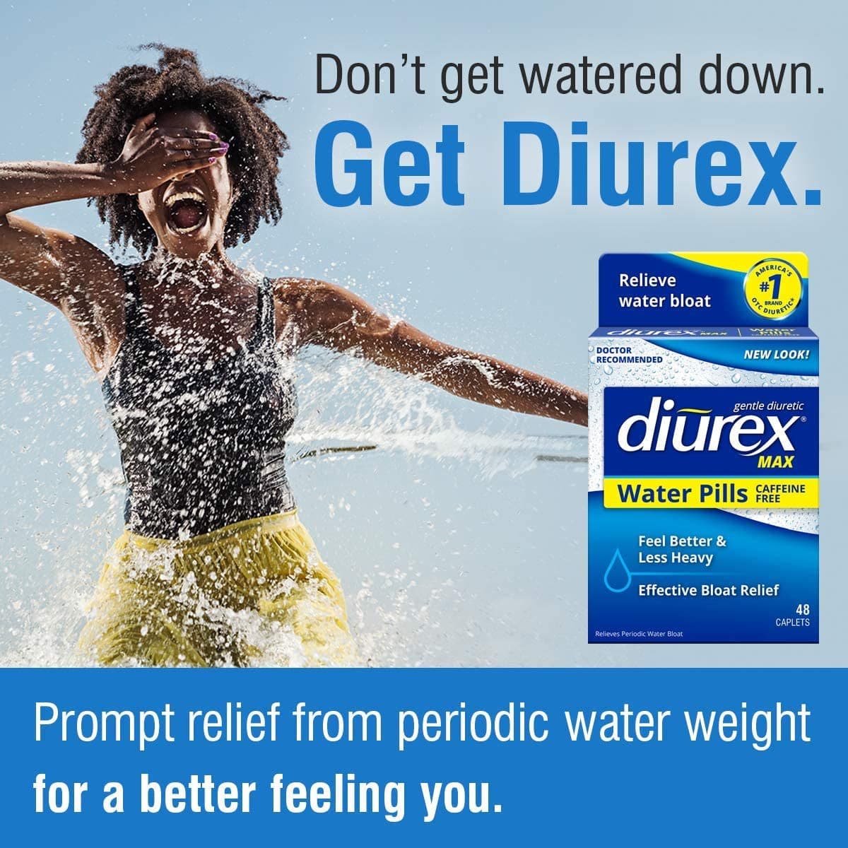 Diurex Max - Maximum Strength Caffeine-Free Diuretic Water Pills - Feel Better and Less Heavy , 48 Count (Pack of 1)