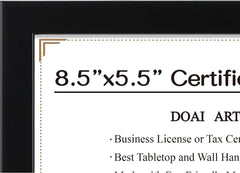 8.5 X 5.5 Business License Frame Black, Professionals 5.5 X 8.5 Certificate Frames Fit Diploma, Document and Tax Certificate Self Standing with Wall Hangers - Camel Supplies