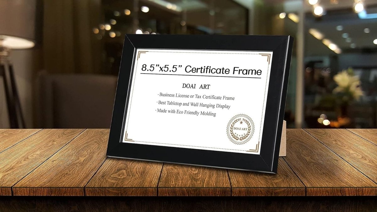 8.5 X 5.5 Business License Frame Black, Professionals 5.5 X 8.5 Certificate Frames Fit Diploma, Document and Tax Certificate Self Standing with Wall Hangers - Camel Supplies