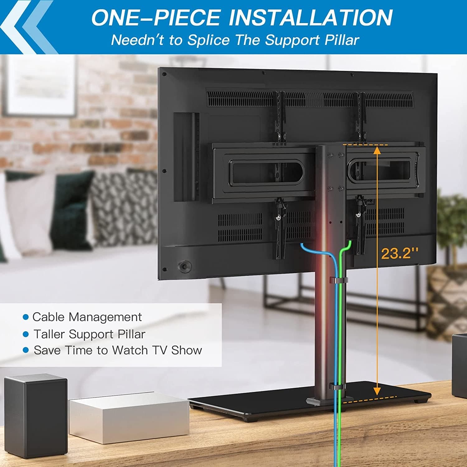 PERLESMITH Swivel Universal TV Stand Mount for 32-80 Inch LCD OLED Flat/Curved Screen Tvs up to 99Lbs-Height Adjustable Table Top TV Stand/Base with Tempered Glass Base&Wire Management,Vesa 600X400Mm