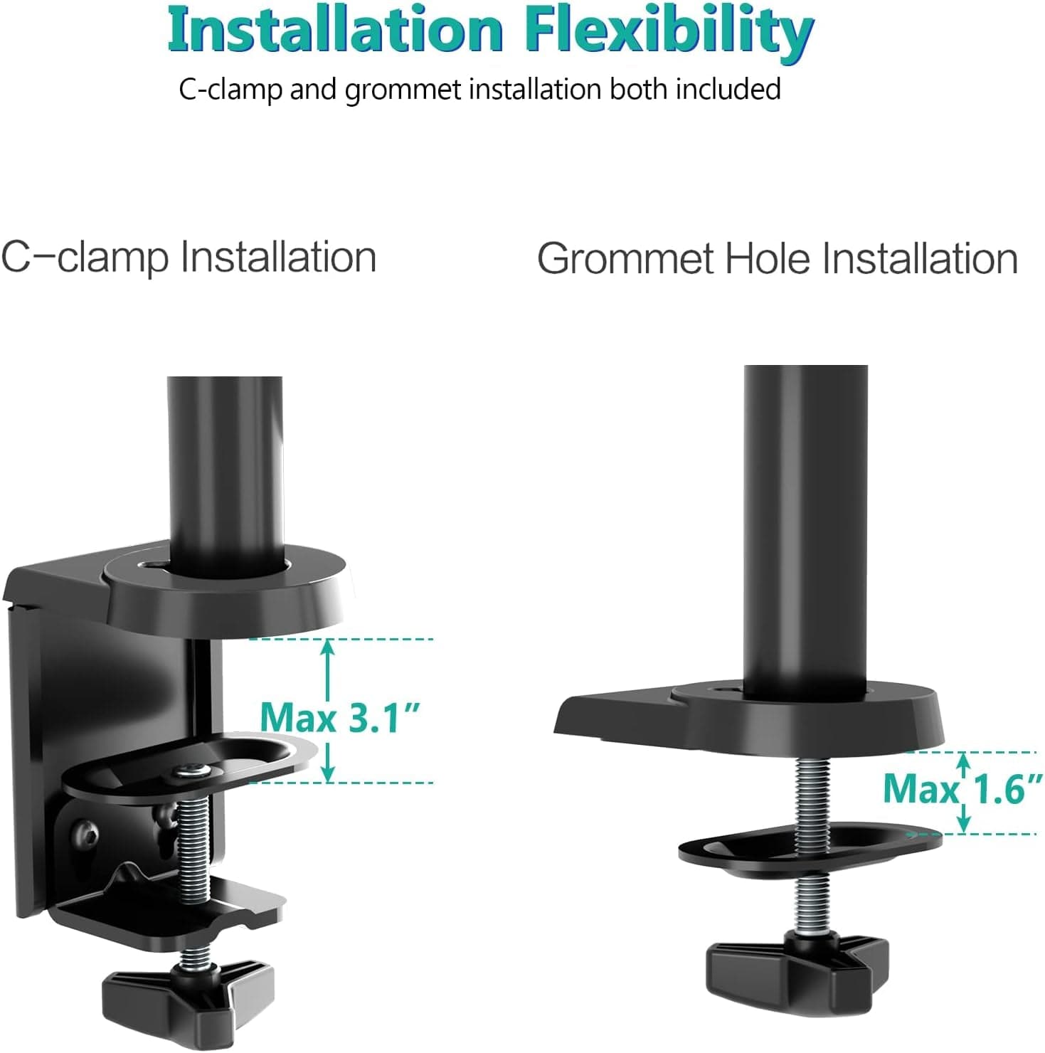 WALI Dual Monitor Stand, 13-32 Inch Adjustable Spring Monitor Mount for Desk Holds Max 17.6 Lbs Screens, Swivel Vesa Bracket with C Clamp, Grommet Mounting, Monitor Arms for 2 Monitor(Gsdm002)