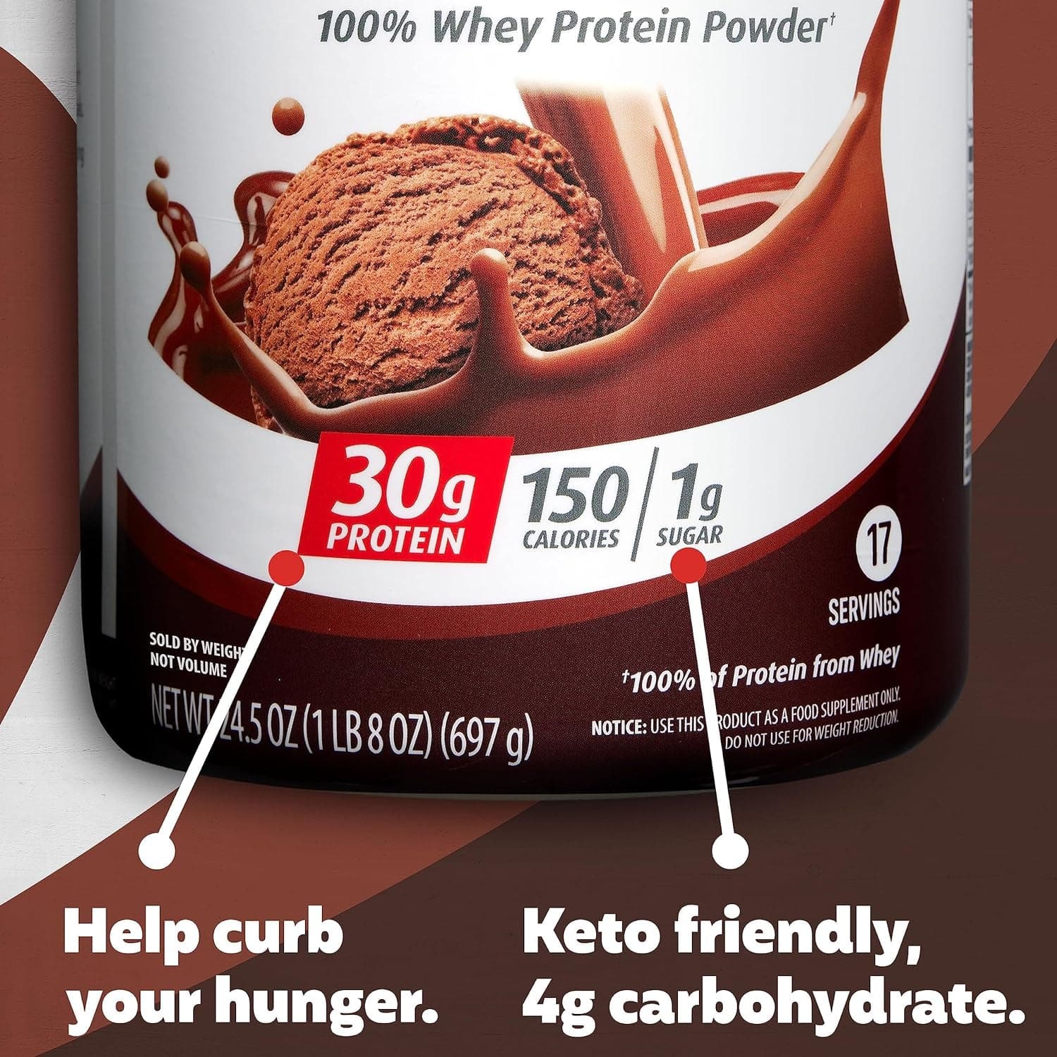 Premier Protein Powder, Chocolate Milkshake, 30G Protein, 1G Sugar, 100% Whey Protein, Keto Friendly, No Soy Ingredients, Gluten Free, 17 Servings, 23.9 Ounce (Pack of 1)