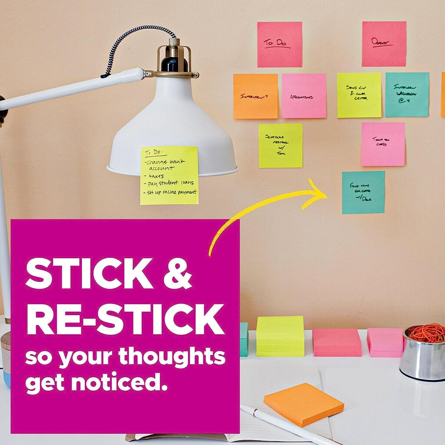 Post-It Super Sticky Notes, 3X3 In, 6 Pads/Pack, 90 Sheets/Pad, Amazon Exclusive Bright Color Collection, Aqua Splash, Acid Lime, Tropical Pink, Sunnyside, Guava and Iris Infusion