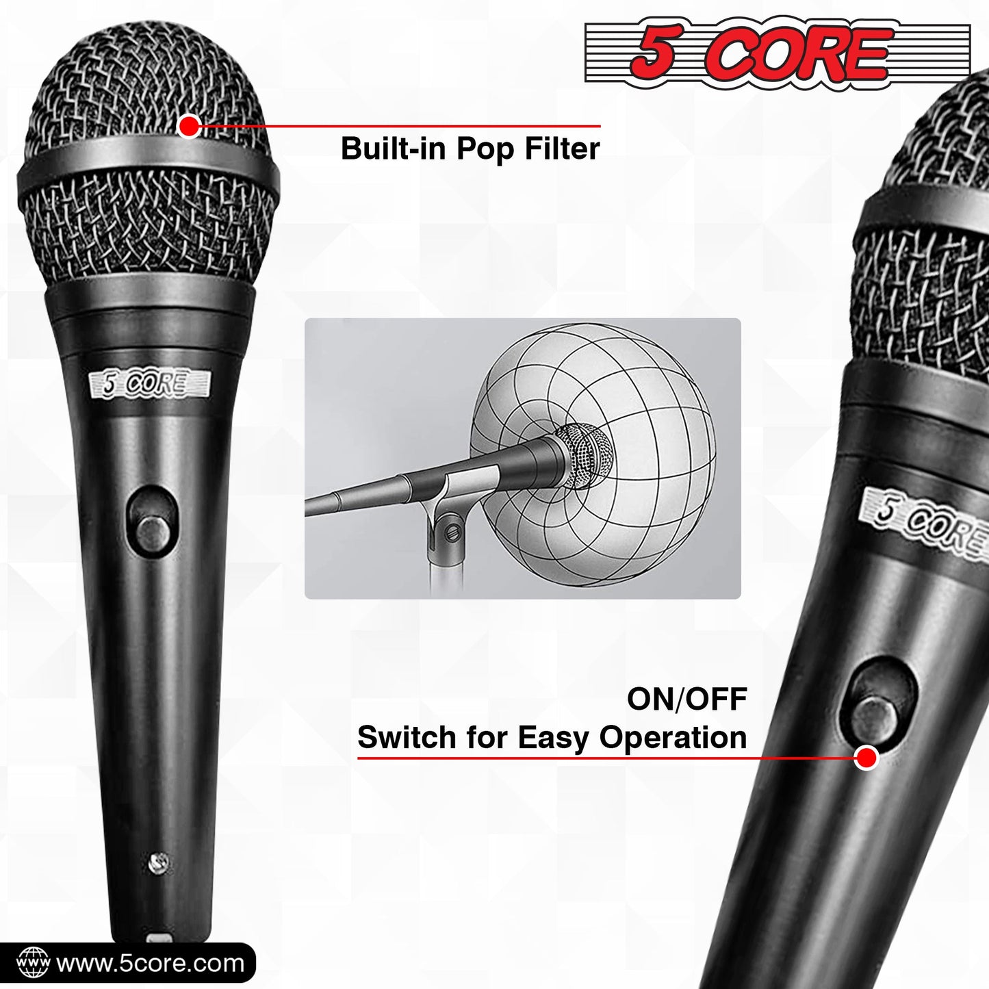 5Core XLR Microphone Dynamic Mic Karaoke Singing Studio Microfono